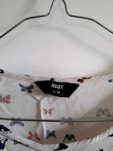 MAX Butterfly Print Cold Shoulder Top