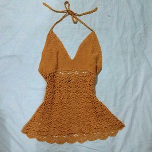Crochet Halter Mini Dress