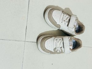 Toddler White &amp; Tan Sneakers