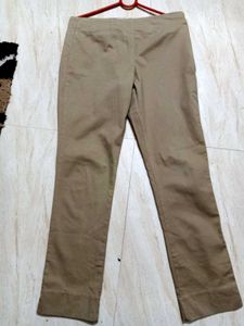 FABINDIA Beige Full Length Formal Slim Pant
