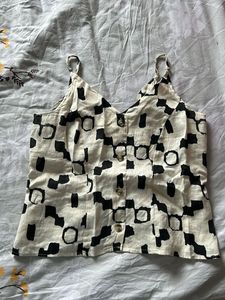 Patterned Button-Down Tank Top