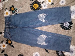Ripped Wide Leg Jeans
