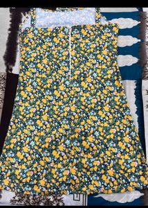 Yellow Floral Middi Dress