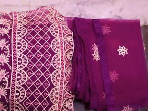 Beautiful Net Semi Stitched Gown With Dupatta