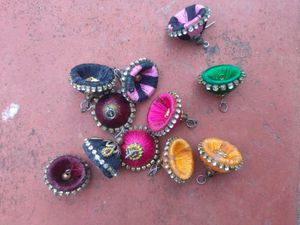 Colorful Silk Thread Button Earrings