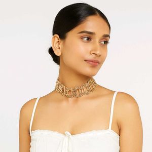 Gold colored Square shaped necklace