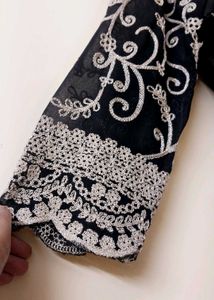 Elegant Black Embroidered Kurta And garara
