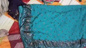 Teal Embellished Saree