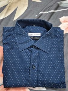 Navy Blue Patterned Shirt