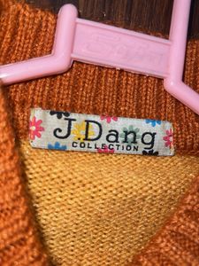 Embellished Turtleneck Orange Sweater