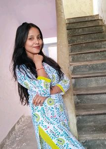 White &amp; Green Kurta Pant Set