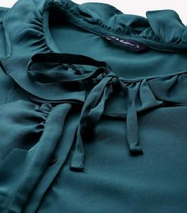 Elegant Teal Tie-Neck Blouse