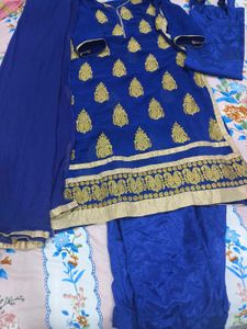 Blue & Gold Embroidered Kurta Set