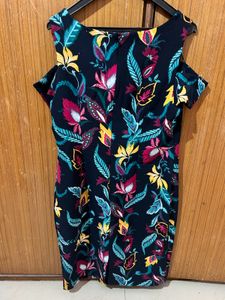 splash Floral Print Cold Shoulder Dress