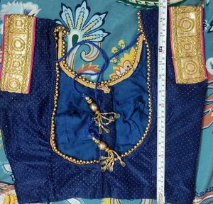 NET Saree With Blouse (Nevy Blue Colour)