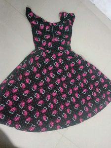 Black Floral &amp; Geometric Print Dress