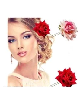 Red Rose Hair Pins (Set of 2)