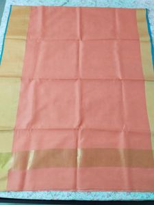 Peach Colour Sare With Stitched Blouse