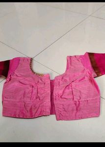 Blue With Pink Arani Soft Silk Saree....
