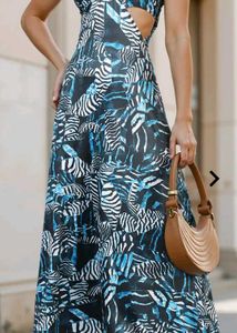 Trendy Zebra Print Halter Maxi Dress