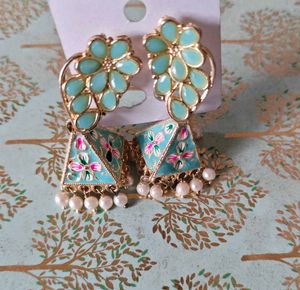 Floral Jhumka Earrings - Unused