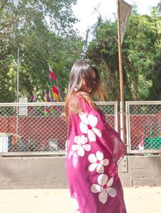 Elegant Purple Dress With Floral Duppata