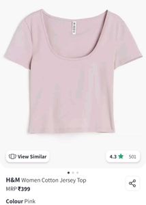 H&M Pink Cotton Crop Top