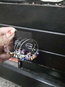 Colorful Beaded Hoop Earrings