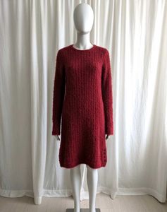 🍓Brick Red Woolen Fuzzy Sweater Dress🍓