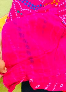 Pink Bandhani Saree With Blouse