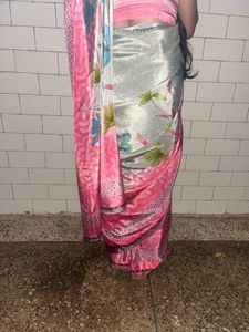 OMG crepe Elegant Pink Saree with blouse