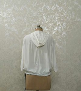 White Hooded Pullover Top