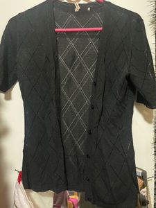 Black Patterned Cardigan