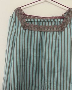 Striped Top with Lace Trim