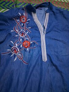 Embroidered Denim Tunic