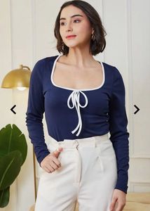 Shein Full sleeve neck tie leotard top