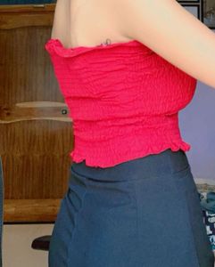 Burgundy Smocked Tube Top