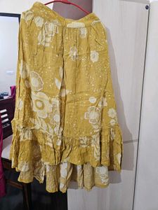Floral Mustard Maxi Skirt
