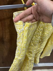 Yellow Embroidered Peplum Top