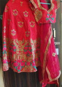 Red Embroidered Lehenga Choli Set