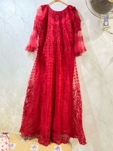 Red Embellished Ethnic Gown