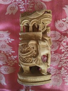 Vintage Hand Carved Elephant Sculpture