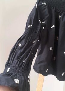 Black Floral Off-the-Shoulder Top
