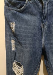 Women High Rise Blue Ripped Jeans