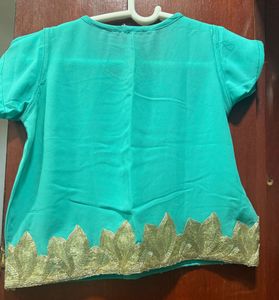 Poco Teal Top with Gold Embroidery