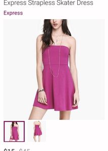 Pink Strapless Fit &amp; Flare Dress