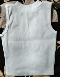 White Sleeveless Knit Top