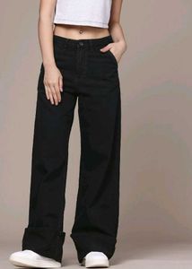 High Waist Straight Roadster Branded Black Jeans