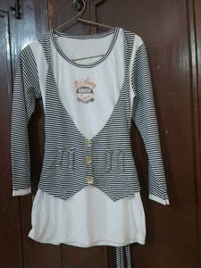 Stripped Top In White Colour