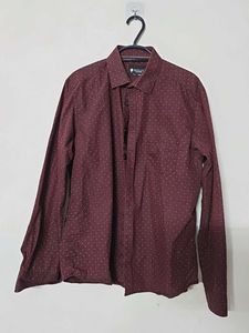 Burgundy Patterned Long Sleeve Shirt